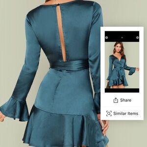 SHEIN Teal Long Sleeve Dress